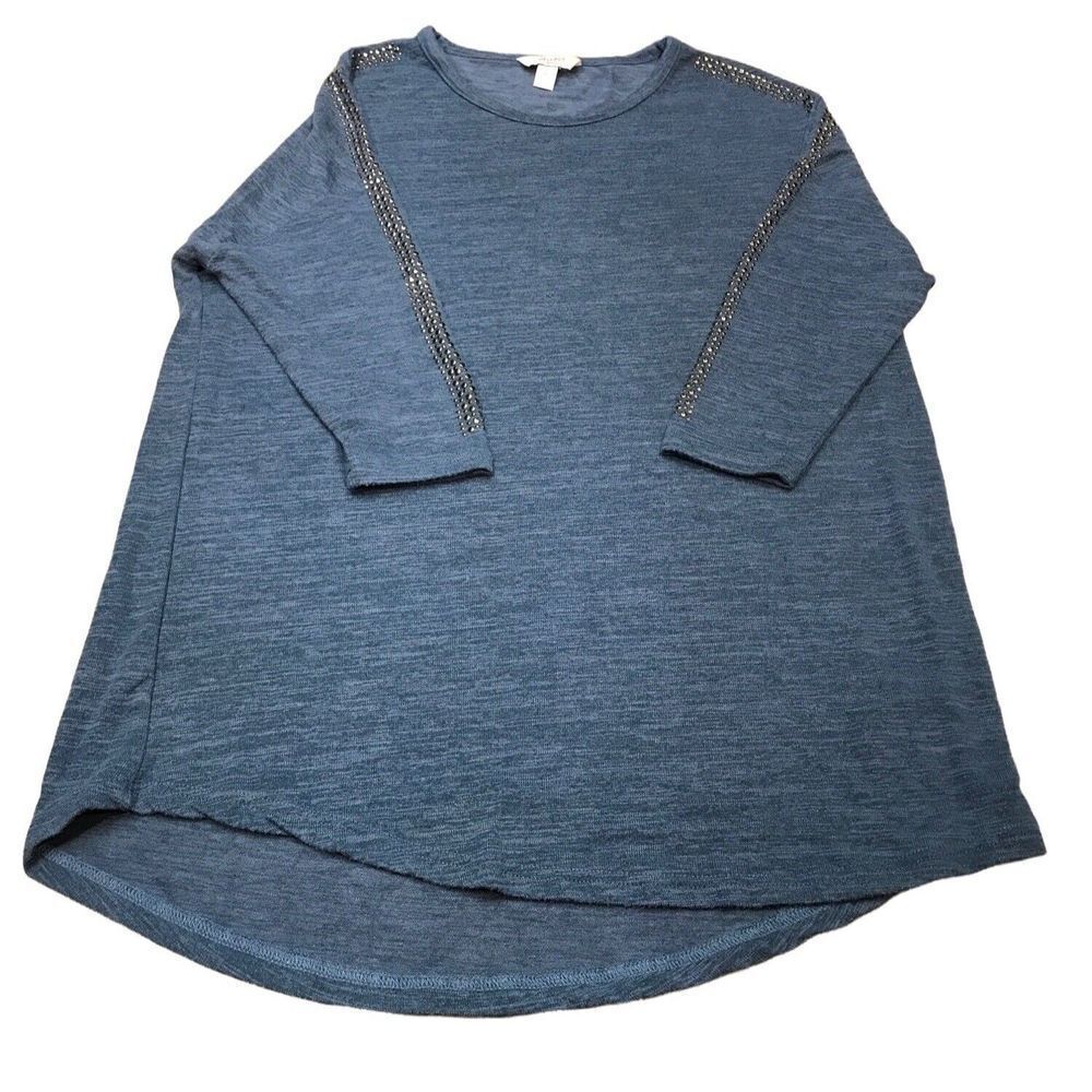 Cellbes blue 3/4 sleeve Sleeve womens‎ XL Shirt embellished stones super soft